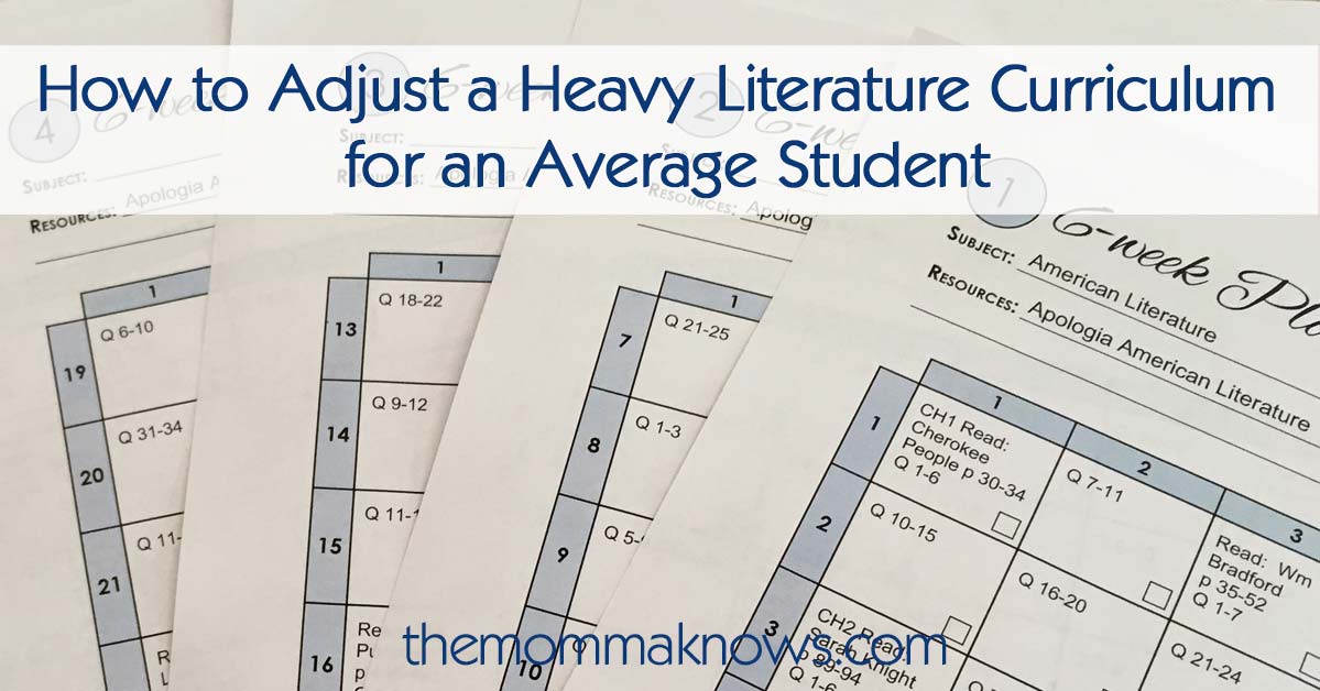 How to Adjust a Heavy Literature Curriculum for an Average Student