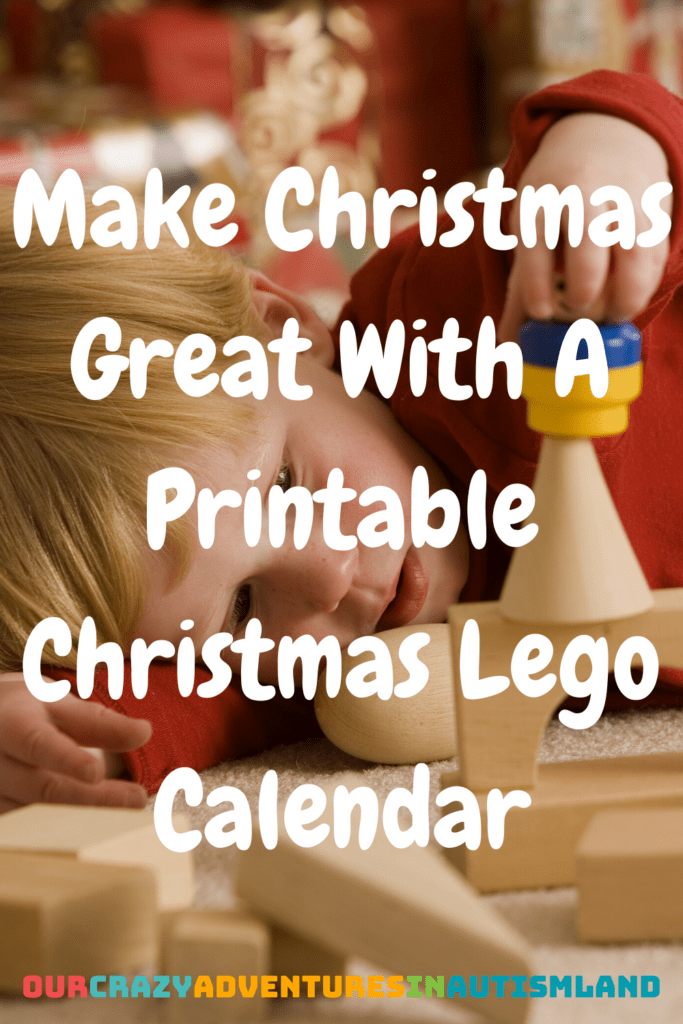 small child playing with blocks with Christmas lights 