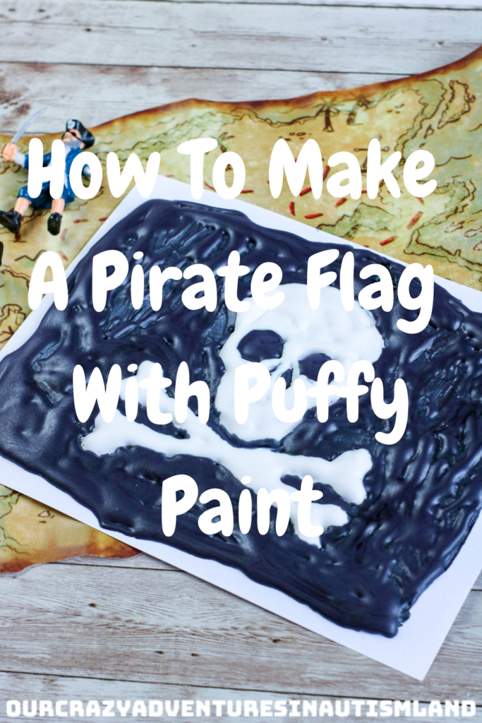 Jolly Roger flag painted with puffy paint
