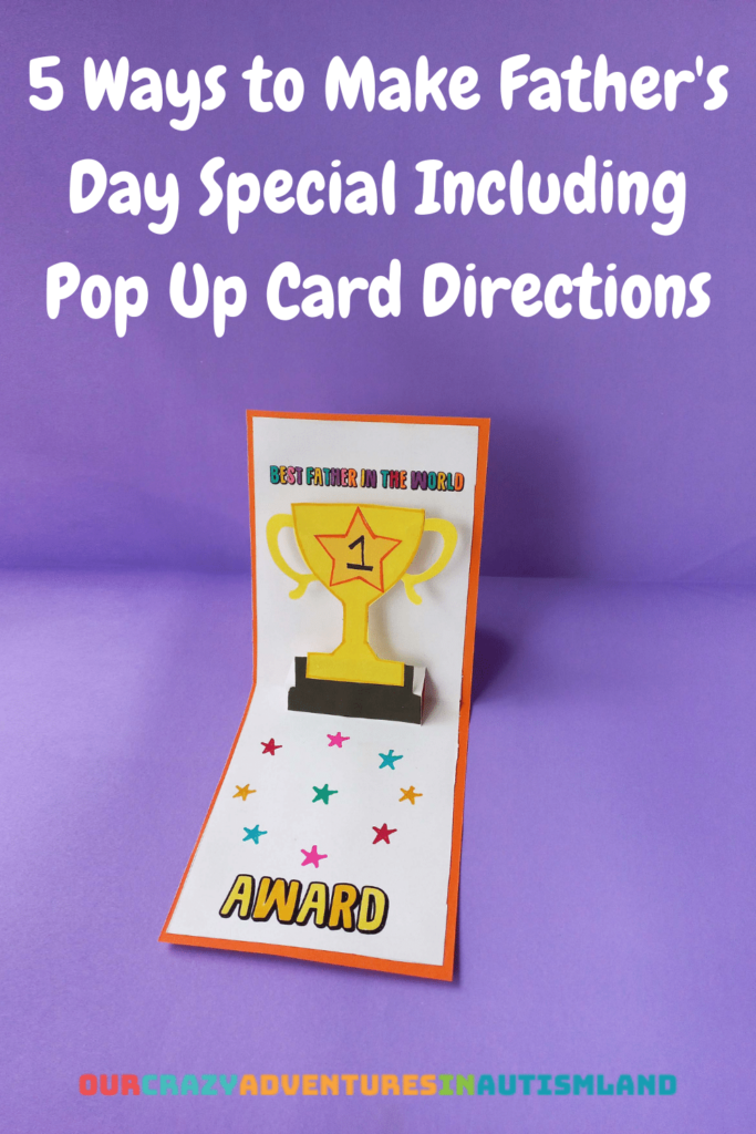 Pop up card with trophy on purple background